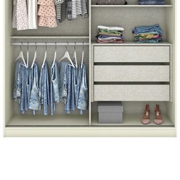 Guarda Roupa Modulado Predileto 2 Portas Deslizantes Areia/Jequitibá com Espelho - Móveis Henn - 4