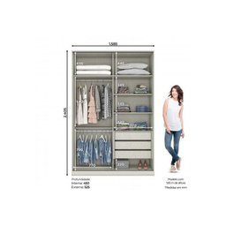 Guarda Roupa Modulado Predileto 2 Portas Deslizantes Areia/Jequitibá com Espelho - Móveis Henn - 5