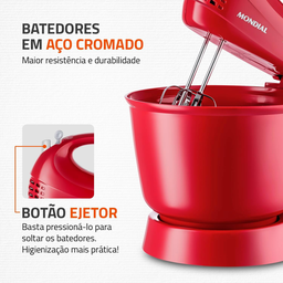 Batedeira Mondial Prática 400w B-44-r Vermelho - (127v) - 4