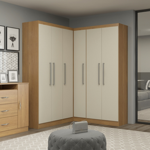 Roupeiro Modulado Selene de Canto 6 Portas 6 Gavetas