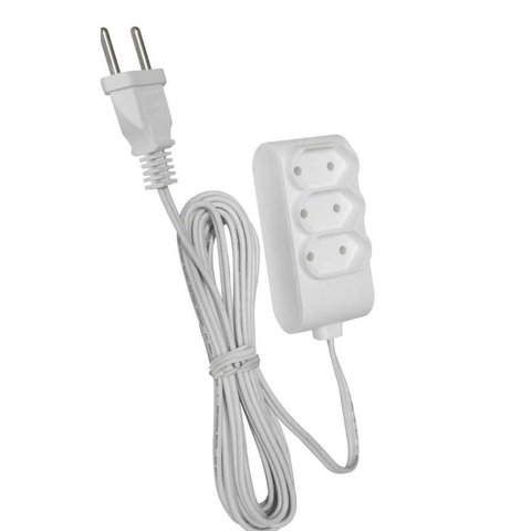 Extensao Eletrica 1.5 Metros 2p+t 10a 3 Tomadas Branca Fame