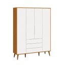 Ver imagem 2 de Roupeiro Elfe Retro 4 Portas 3 Classic Gavetas Branco Fosco com Savana - Moveisaqui