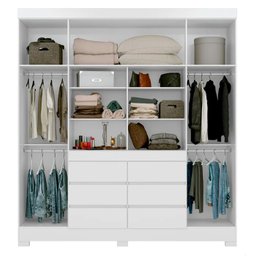 Guarda Roupa Casal 4 Portas, Espelho e 6 Gavetas Cádis - Branco - 3