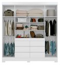Ver imagem 3 de Guarda Roupa Casal 4 Portas, Espelho e 6 Gavetas Cádis - Branco