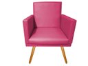 Ver imagem 2 de Kit 2 Poltronas Decorativa Bia Couro Rosa Pink Pés Madeira Ms Decor