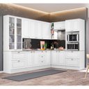 Ver imagem 1 de Cozinha Modulada de Canto 8 Peças 14 Portas 7 Gavetas Americana Henn - Branco/calcare