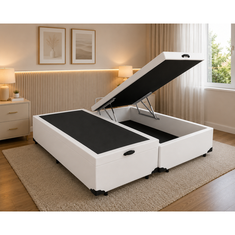 Cama Box Baú Casal 138 Bipartido - Branco