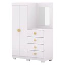 Ver imagem 1 de Guarda Roupa Cômoda com Espelho 120cm Cristal Flex Branco - Vila Rica