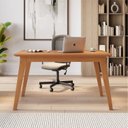Ver imagem 1 de Escrivaninha Mesa de Escritório Elegance MDF Pés em Madeira Maciça 80cm Marrom Cinamomo