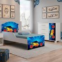 Ver imagem 2 de Mini Cama Infantil 153x79 e Comoda 4 Gavetas 1 Porta MDF Livia Azul Decmade