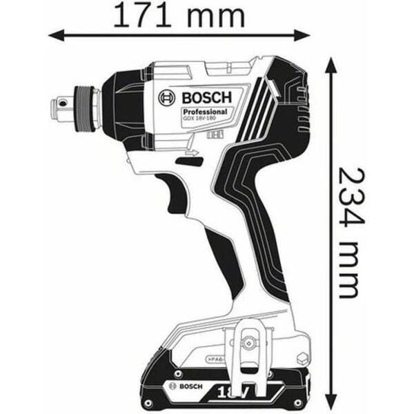 Chave de Impacto Profissional Bosch à Bateria GDX180-LI, 18 Volts - 2
