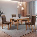 Ver imagem 1 de Mesa de Jantar Liz 120 cm Tampo MDF Vidro Canto Copo com 4 Cadeiras Carolina