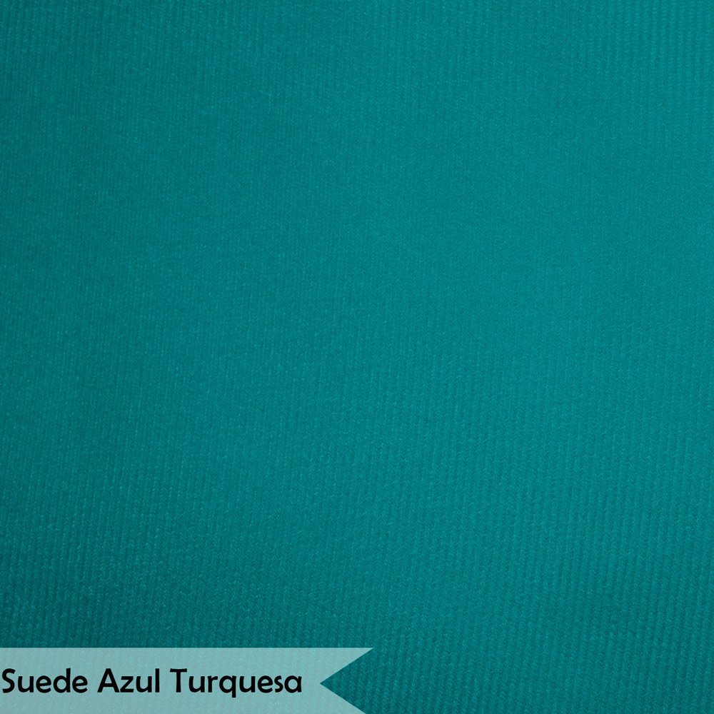 Conjunto Decorativo Poltrona com Puff Opala Suede Azul Turquesa - Montanaris Decor MD MONTANARIS DEC - 6