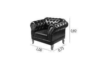 Conjunto Poltronas Dom Pedro Chesterfield Vintage Retrô ( 3 Peças ) Preto - 3