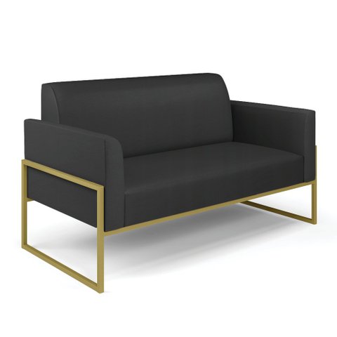 Sofá Namoradeira Base Industrial Alta Dourado Marisa Corino Preto D03 - D’Rossi