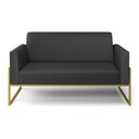 Ver imagem 3 de Sofá Namoradeira Base Industrial Alta Dourado Marisa Corino Preto D03 - D’Rossi