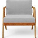 Ver imagem 6 de Kit 03 Poltronas Decorativas Sala Estar Pietra L02 Couríssimo Camel Linho Cinza - Lyam Decor