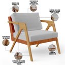 Ver imagem 4 de Kit 03 Poltronas Decorativas Sala Estar Pietra L02 Couríssimo Camel Linho Cinza - Lyam Decor