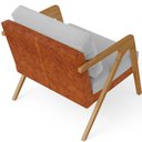 Ver mais imagens de Kit 03 Poltronas Decorativas Sala Estar Pietra L02 Couríssimo Camel Linho Cinza - Lyam Decor