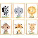 Ver imagem 1 de Quadro Infantil Safari 6 un A4 vidro e pendurador