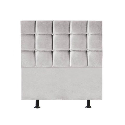 Cabeceira Estofada Cama Box Solteiro 90cm Espanha Suede Cinza Claro- Mabe Magazine