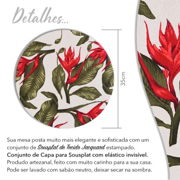 Kit Sousplat 6 lugares completo Jacquard planta s5 - 4