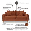 Ver imagem 7 de Sofá Living 3 Lugares Bouclê Terracota 2.00m Pés em Madeira Bz Home Decor