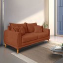 Ver imagem 3 de Sofá Living 3 Lugares Bouclê Terracota 2.00m Pés em Madeira Bz Home Decor