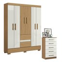 Ver imagem 1 de Cômoda 2014140 e Guarda Roupa Casal Coimbra 2005138 Atacama Off White - Aramóveis