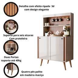 Aparador Buffet Cantinho Do Café Dolce Com Efeito Ripado Movelove - 2