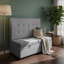 Ver imagem 1 de Canto Alemão Recamier Bau + Painel Paris 140cm Linho Cinza - Clique Decor