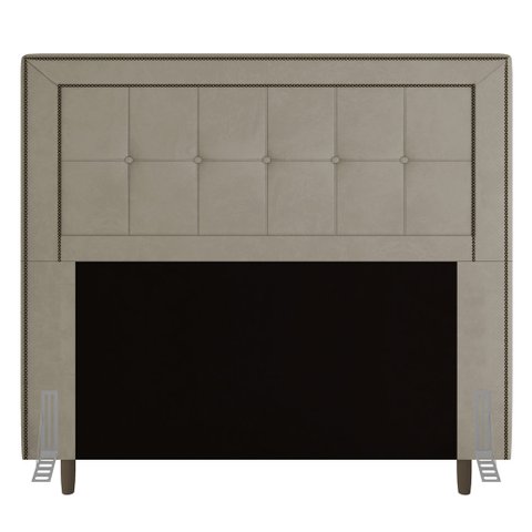 Cabeceira Cama Box Casal King Size Luxor 195cm com Tachas e Frame Corano Bege - Abmaza