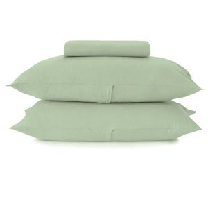 JOGO DE LENÇOL ALTENBURG 3 PEÇAS MALHA IN COTTON COM FRONHAS QUEEN - Único - Verde deserto
