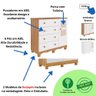 Quarto de Bebê Completo Berço Americano Marquesa 3 em 1 Cômoda 1 Porta 4 Gavetas Telinha 100% Mdf - 7