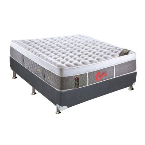 Cama Box Casal: Colchão Molas Pocket Ensacadas Castor Light Stress Oxygen New Plush + Base Crc