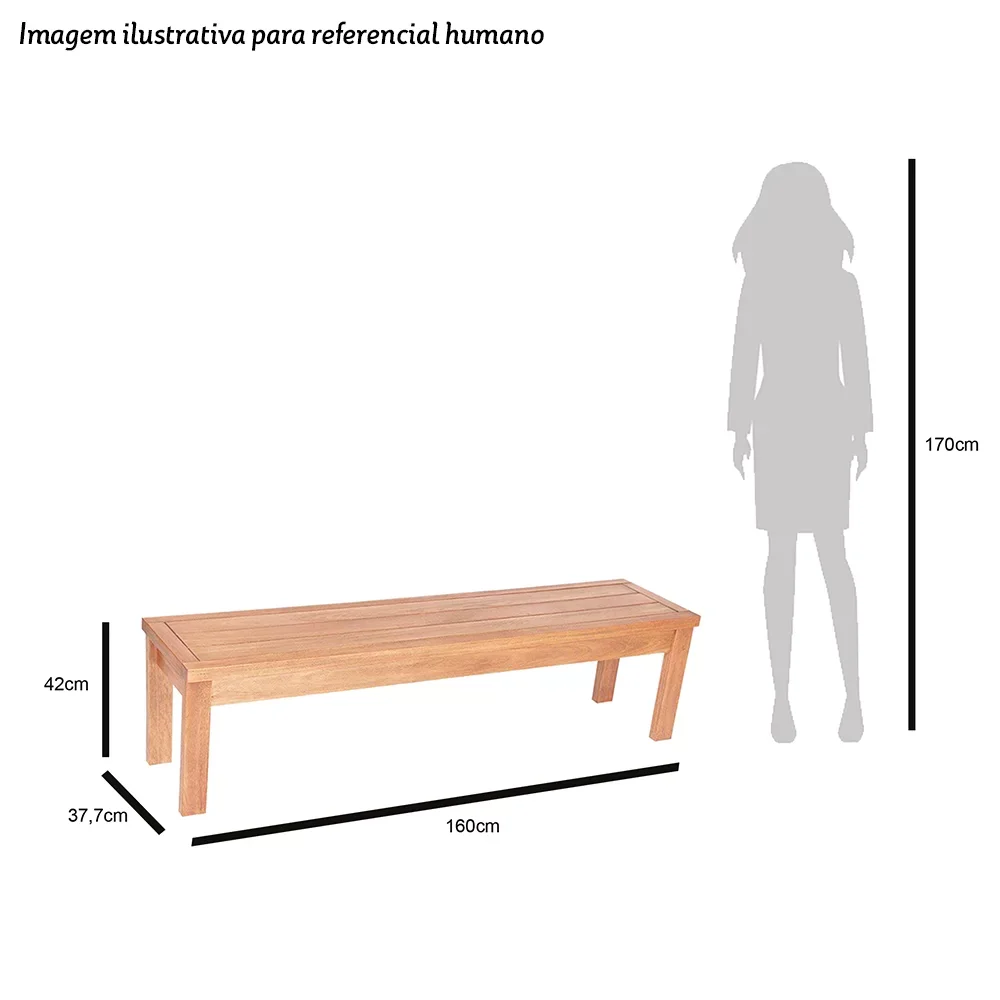 Banco em Madeira Maciça 3 Lugares 160cm Ipanema  - 4