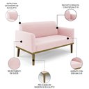 Ver imagem 3 de Sofá Namoradeira Base Madeira Castanho Maressa Suede Rosa Bebê - Ibiza