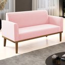 Ver imagem 2 de Sofá Namoradeira Base Madeira Castanho Maressa Suede Rosa Bebê - Ibiza