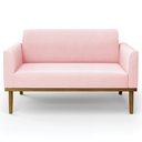 Ver imagem 7 de Sofá Namoradeira Base Madeira Castanho Maressa Suede Rosa Bebê - Ibiza