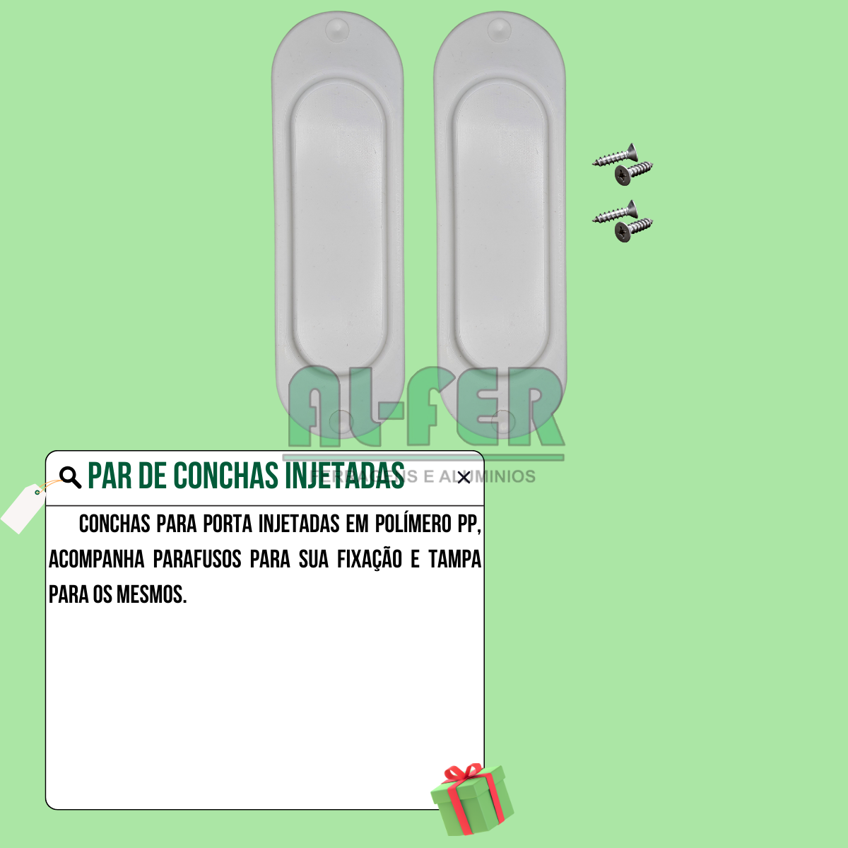 Kit Prático para Porta de Correr 75cm Trilho Inteiro Branco - 1,50m + 1 Par de Concha - 9