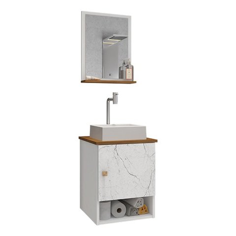 Gabinete Arm Banheiro Lima 1 Porta com Cuba Tulipa Branca