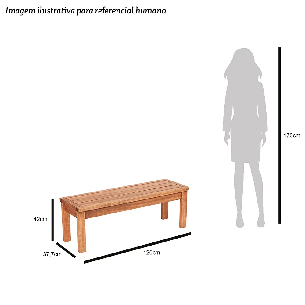 Banco em Madeira Maciça 2 Lugares 120cm Ipanema  - 4