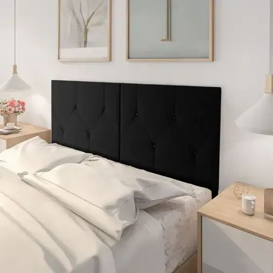 Cabeceira com Pés para Cama Box Casal 1,60 Berlim - Preta - 2