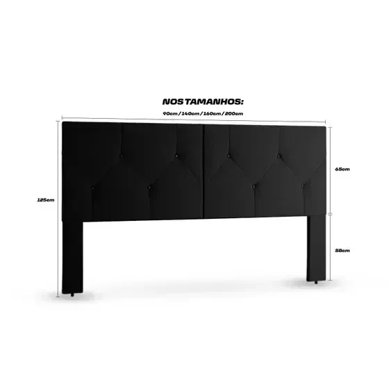 Cabeceira com Pés para Cama Box Casal 1,60 Berlim - Preta - 4