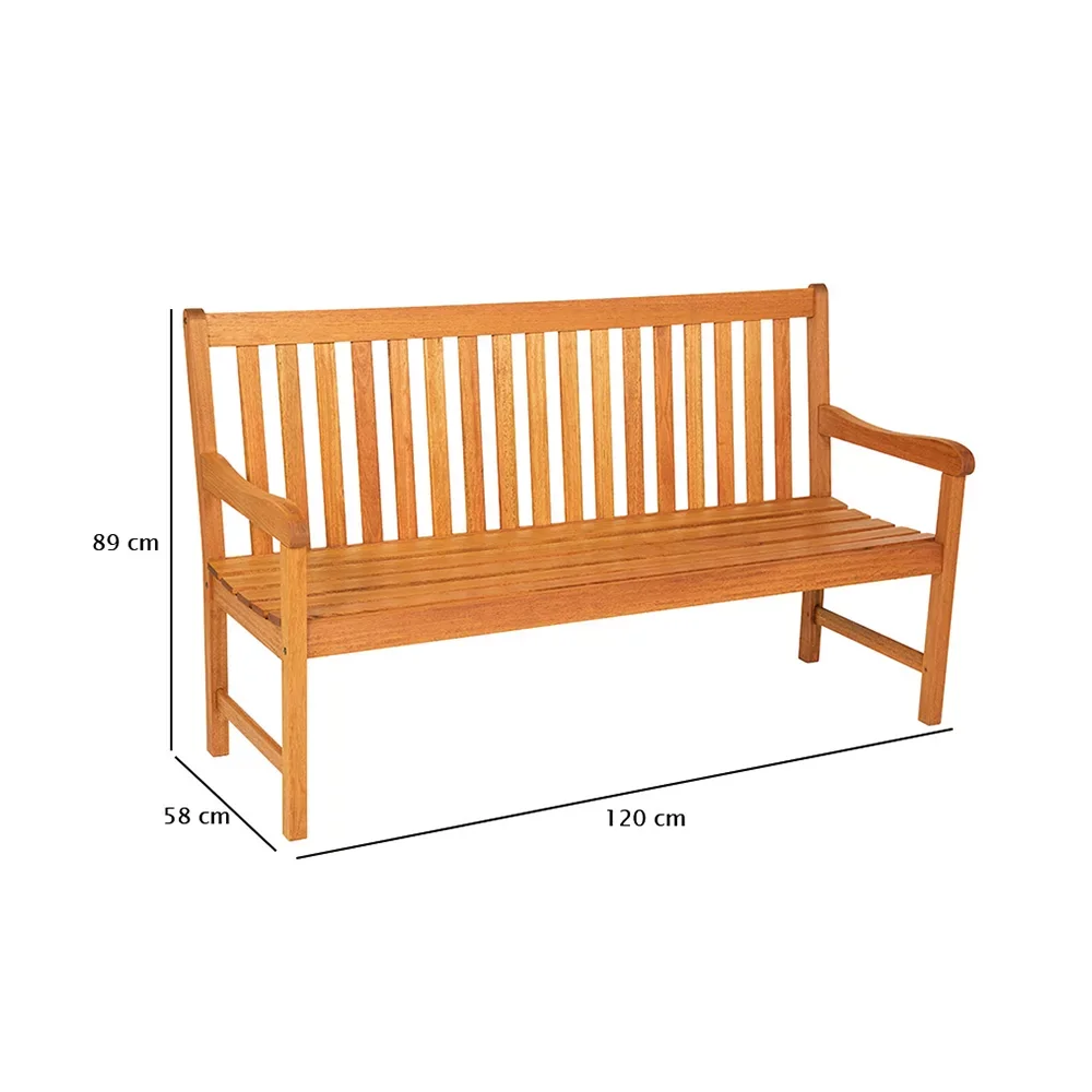 Banco em Madeira Maciça com Encosto 2 Lugares 120cm Ipanema  - 3