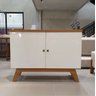 Balcão Retrô Aparador Buffet Pequeno 2 Portas 90x120x40cm Sofisticado MDF Branco Marrom - IRIMAR - 1