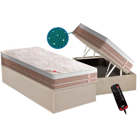 Cama Box Baú Crc Solt +Colchão Molas Bonnel c/Massagem Niponpedic Castor -