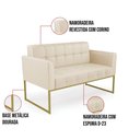 Ver imagem 6 de Kit 1 Sofá Namoradeira e 2 Poltronas Elisa Corino Base Metálica Industrial Dourado - D'Rossi Cor