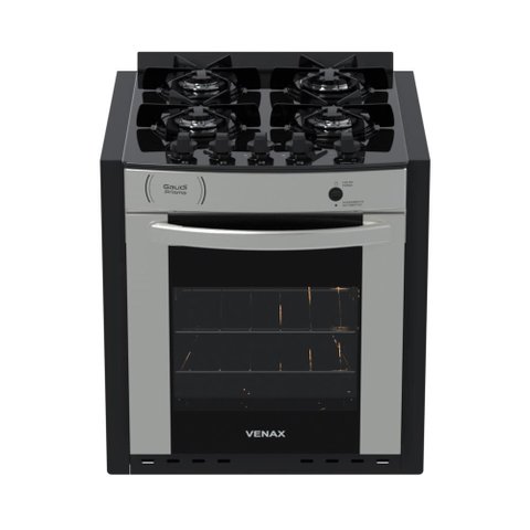 Fogão de Embutir 4 Bocas Gaudi Prisma Vitreo Bl Inox Gás Glp Forno Gdpmv450 - Venax 25373