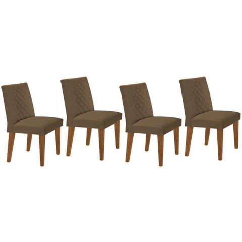Kit 4 Cadeiras Sala Jantar Jade 4 Un Capuccino Suede Capuccino Rufato